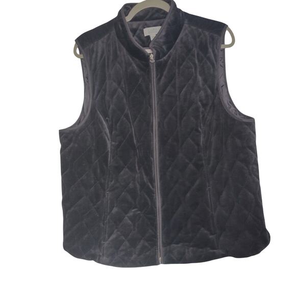 Croft & Barrow Women's Sz XXL Black Velvet Quilted Vest - Picture 1 of 5